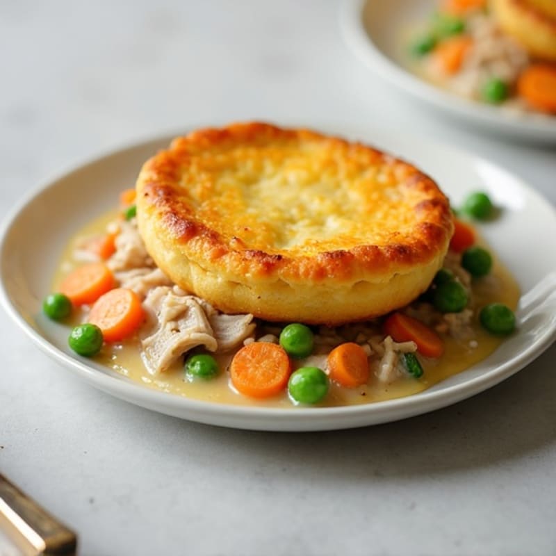 Creamy Turkey and Vegetable Pot Pie with Golden Sweet Potato Topping