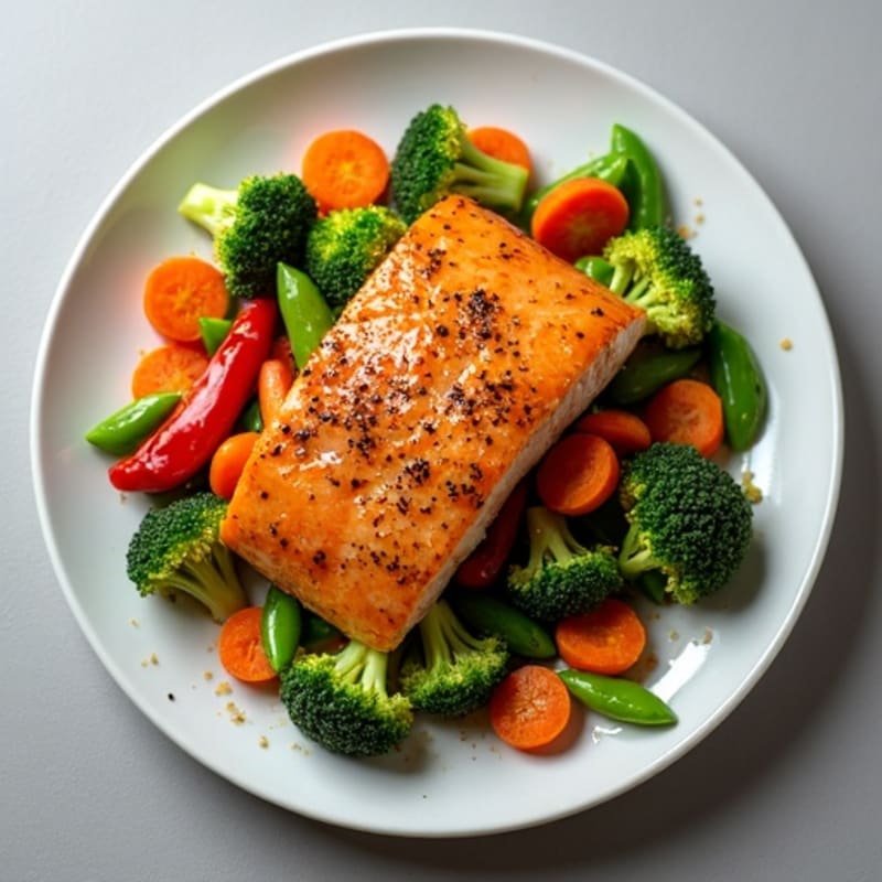 Honey-Ginger Glazed Salmon with Sesame Vegetables