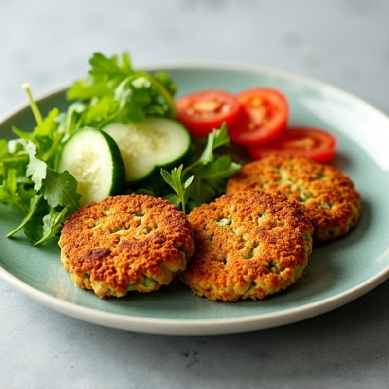 Crispy Baked Falafel with Creamy Lemon Tahini and Fresh Herb Salad