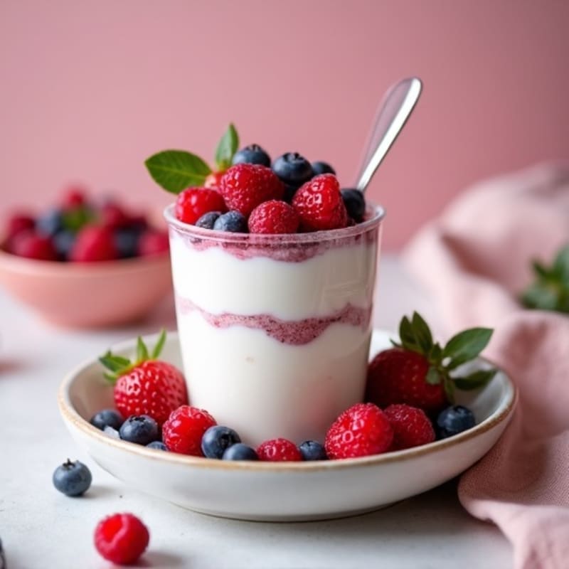 Creamy Greek Yogurt Protein Pudding with Mixed Berries