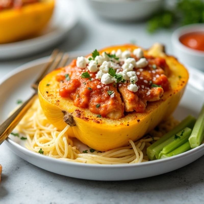 Buffalo Chicken Stuffed Spaghetti Squash