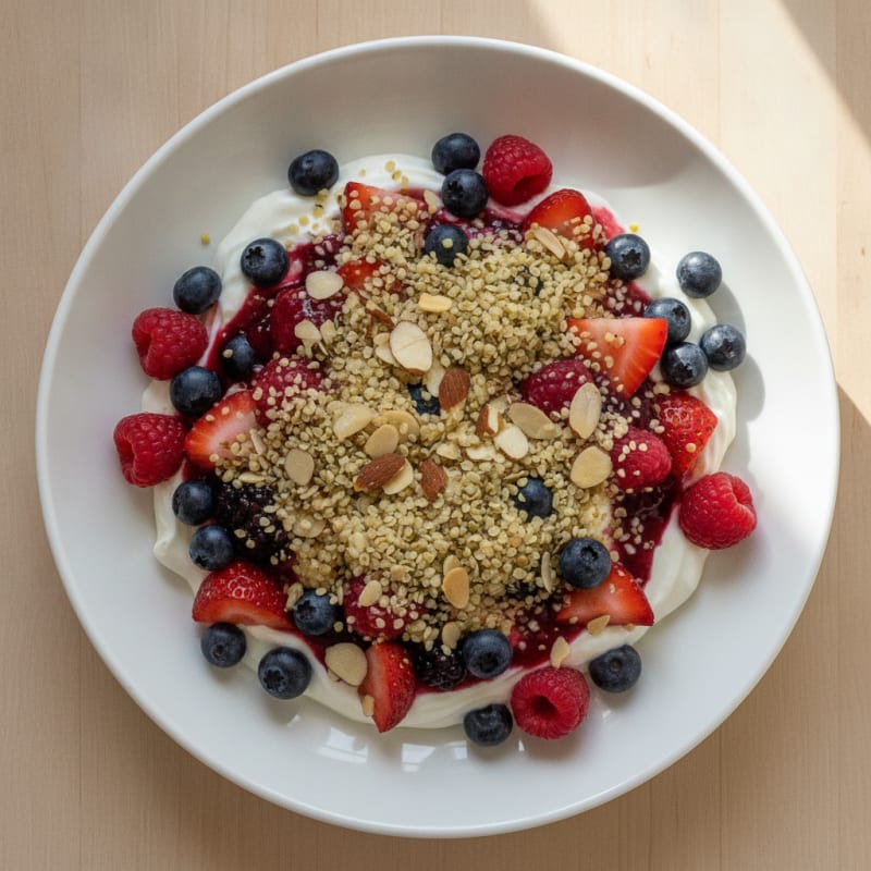 Greek Yogurt Protein Parfait with Mixed Berries