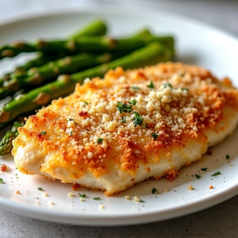 Crispy Chicken Parmesan with Roasted Asparagus