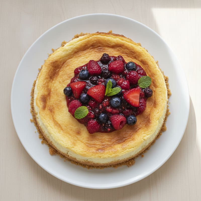Cottage Cheese Protein Cheesecake with Mixed Berries