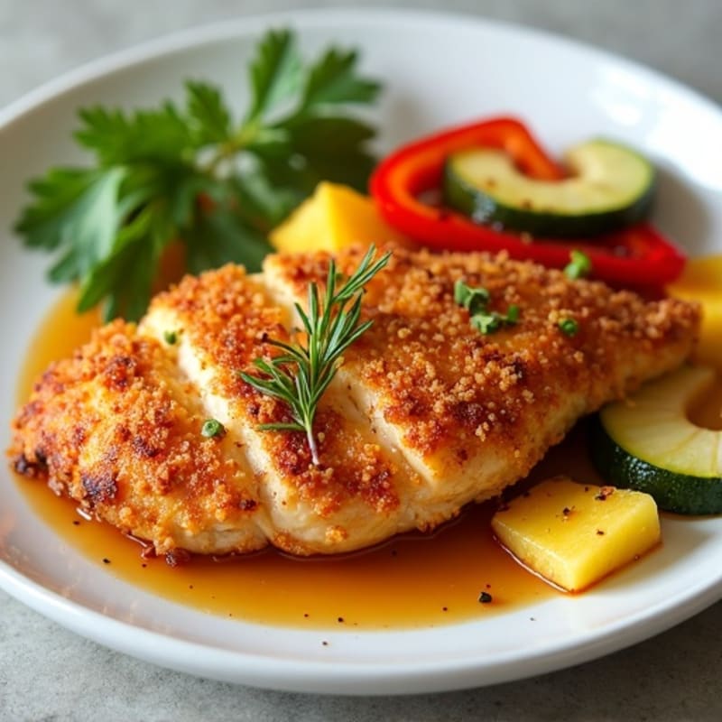 Crispy Baked Sweet and Sour Chicken with Roasted Vegetables