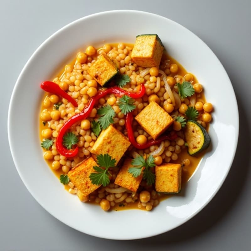 Creamy Coconut Lentil Curry with Roasted Vegetables