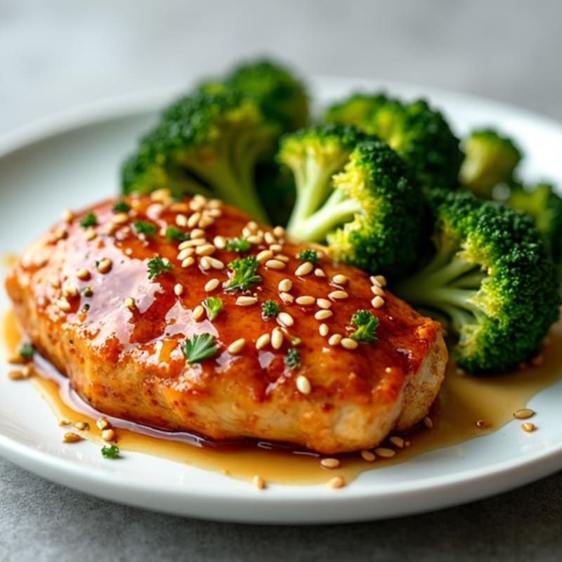Sticky Ginger-Garlic Chicken with Sesame Broccoli