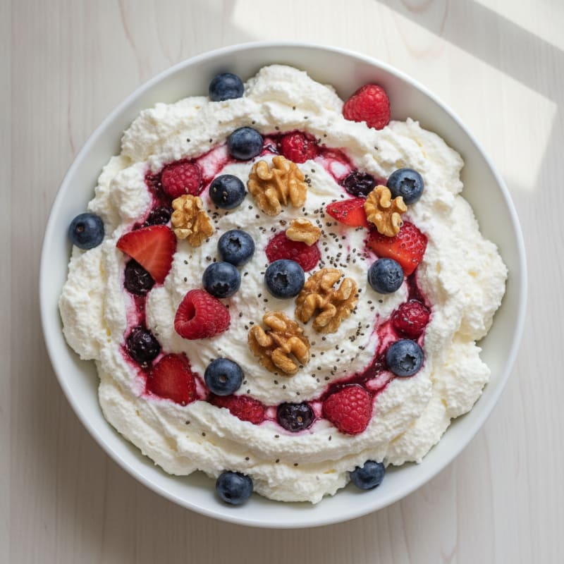 Greek Yogurt Protein Mousse with Mixed Berries