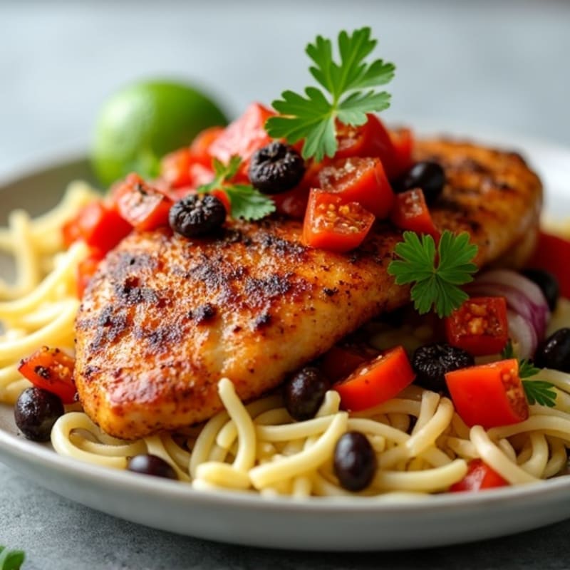 Spicy Lime Chicken with Roasted Peppers and Black Bean Salsa