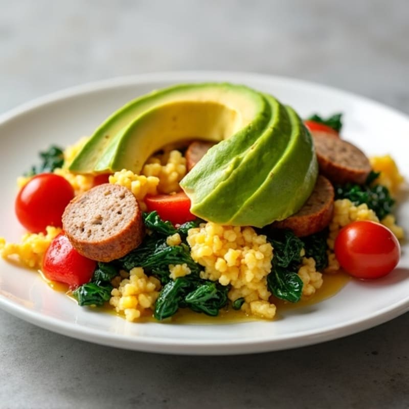 Egg White and Turkey Sausage Scramble with Spinach