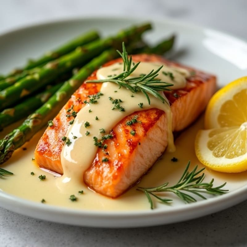 Herb-Roasted Salmon with Lemon-Garlic Sauce