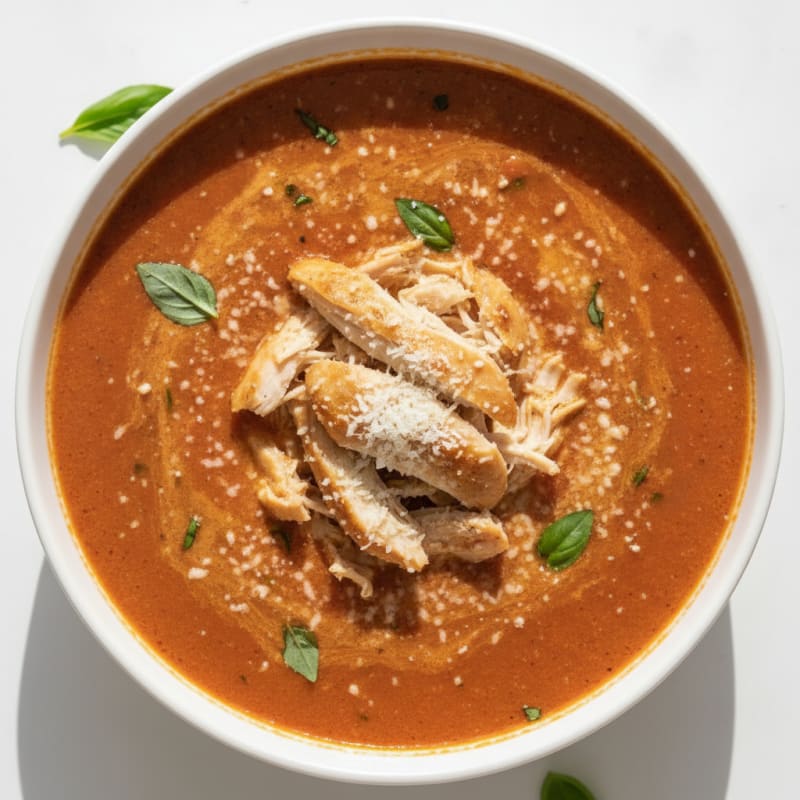 Roasted Tomato Basil Soup with Parmesan