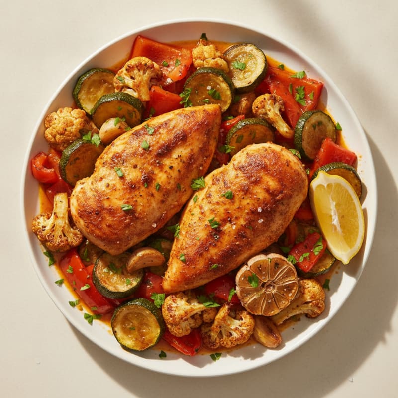 Spicy Harissa Chicken with Roasted Vegetables