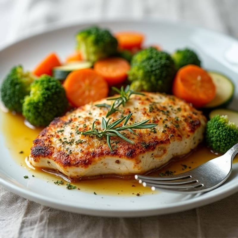 Herb-Crusted Pan Seared Chicken with Roasted Vegetables