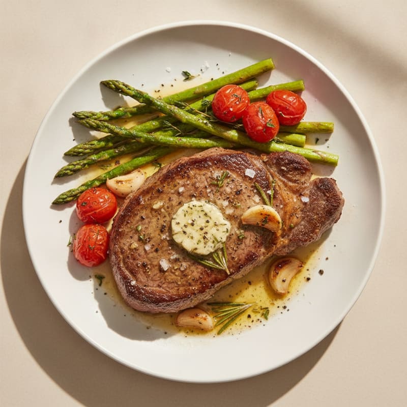 Pan-Seared Sirloin with Garlic Herb Butter