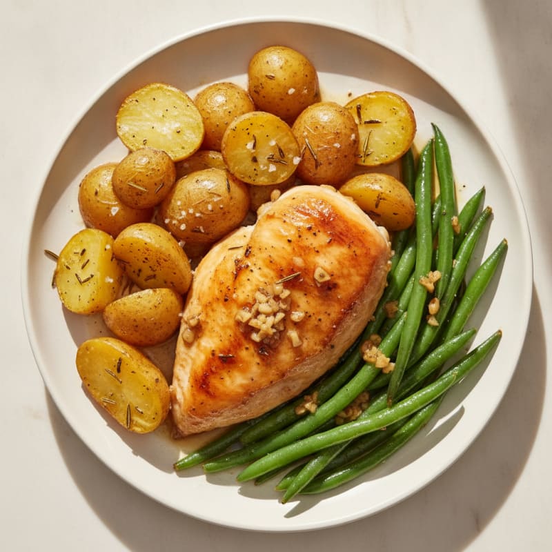 Herb-Roasted Chicken with Potatoes and Green Beans