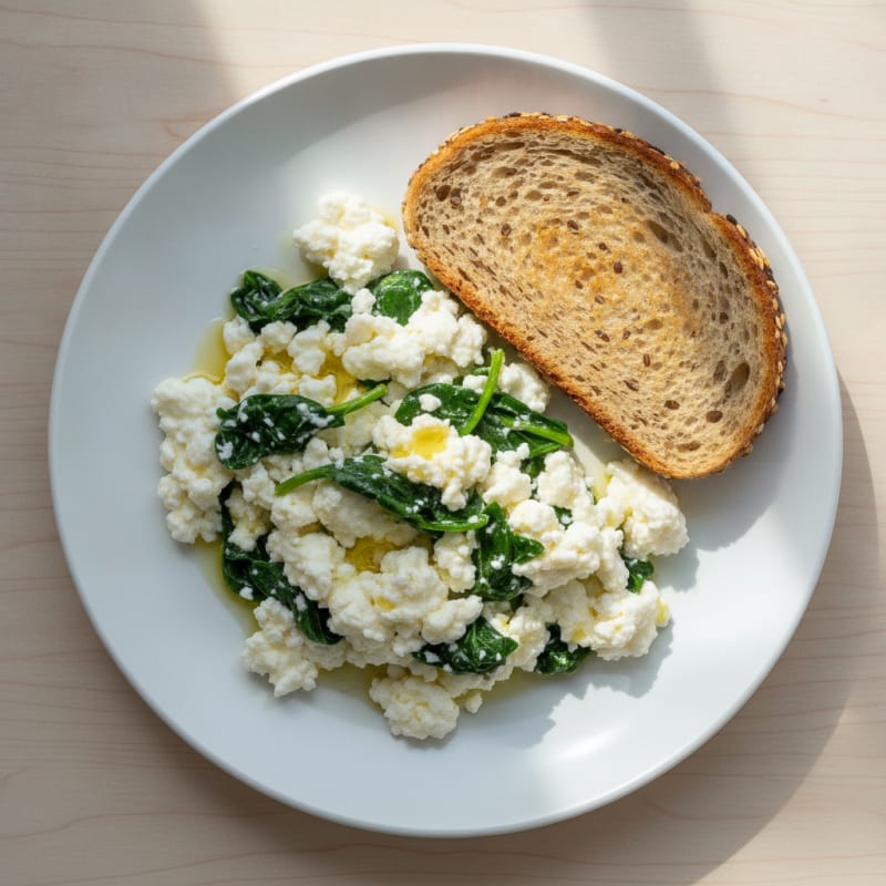Egg White Scramble with Cottage Cheese and Spinach