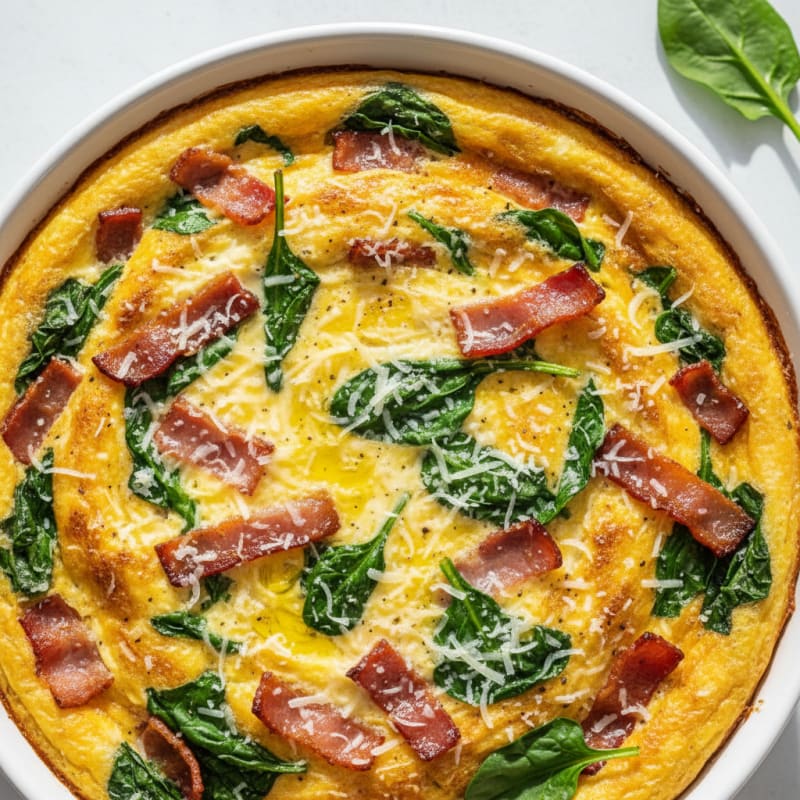 Golden Baked Eggs with Smoky Bacon