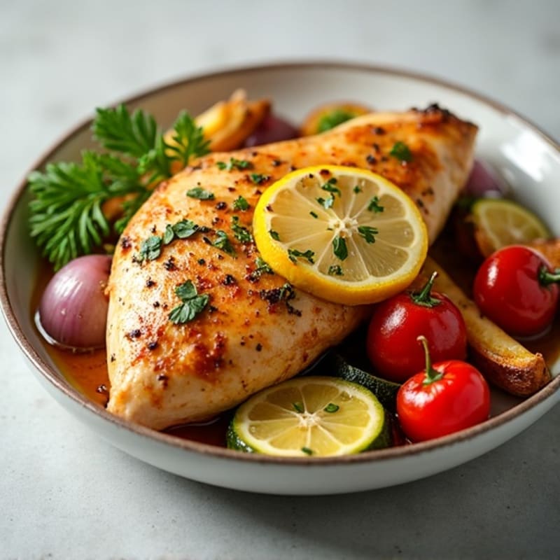 Lemon Herb Roasted Chicken with Crispy Roasted Vegetables