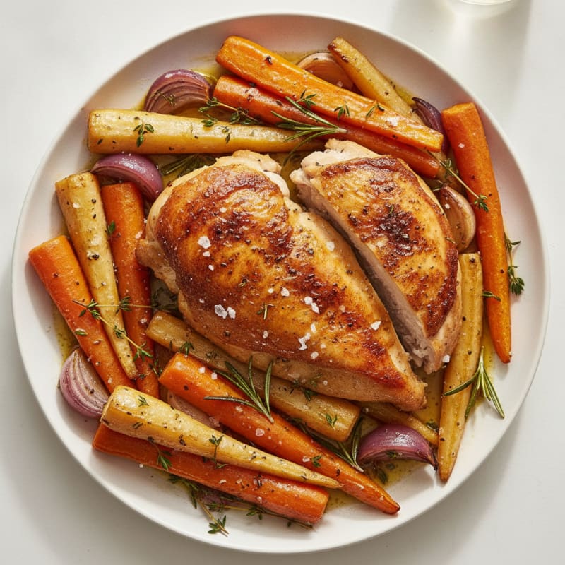 Garlic Herb Roasted Chicken with Root Vegetables