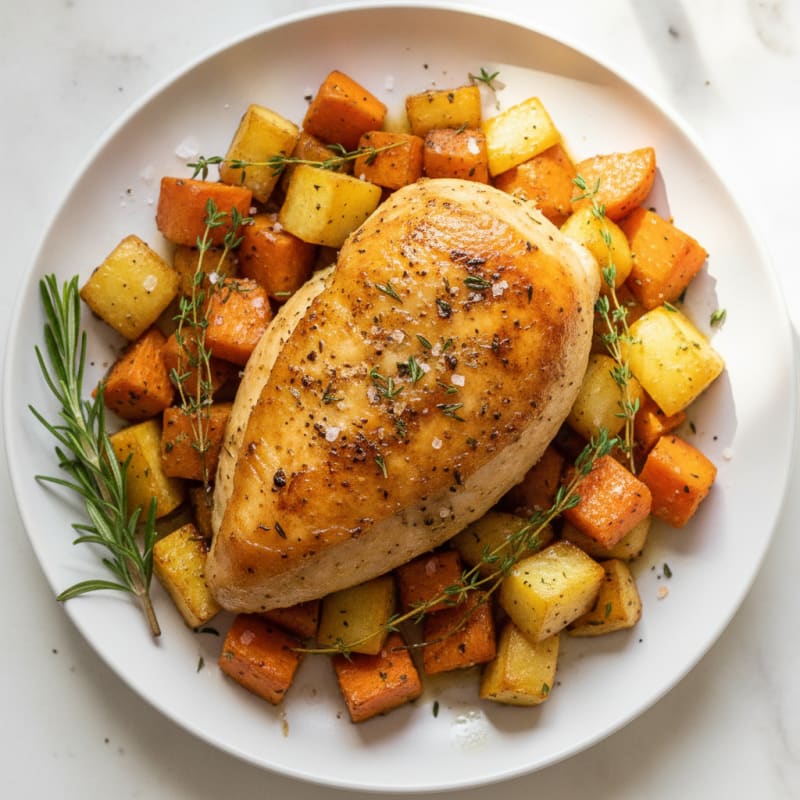 Garlic Herb Roasted Chicken with Root Vegetables