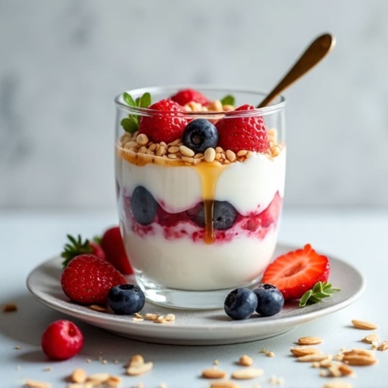 Greek Yogurt Protein Parfait with Berries and Almonds