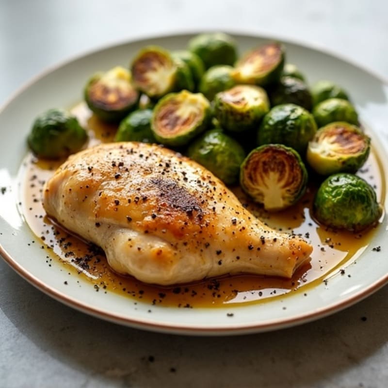 Sheet Pan Garlic Herb Roasted Chicken with Crispy Brussels Sprouts