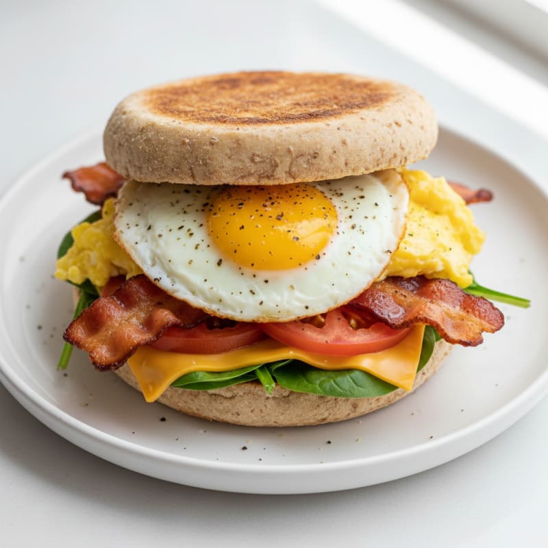 Crispy Bacon and Egg Breakfast Sandwich