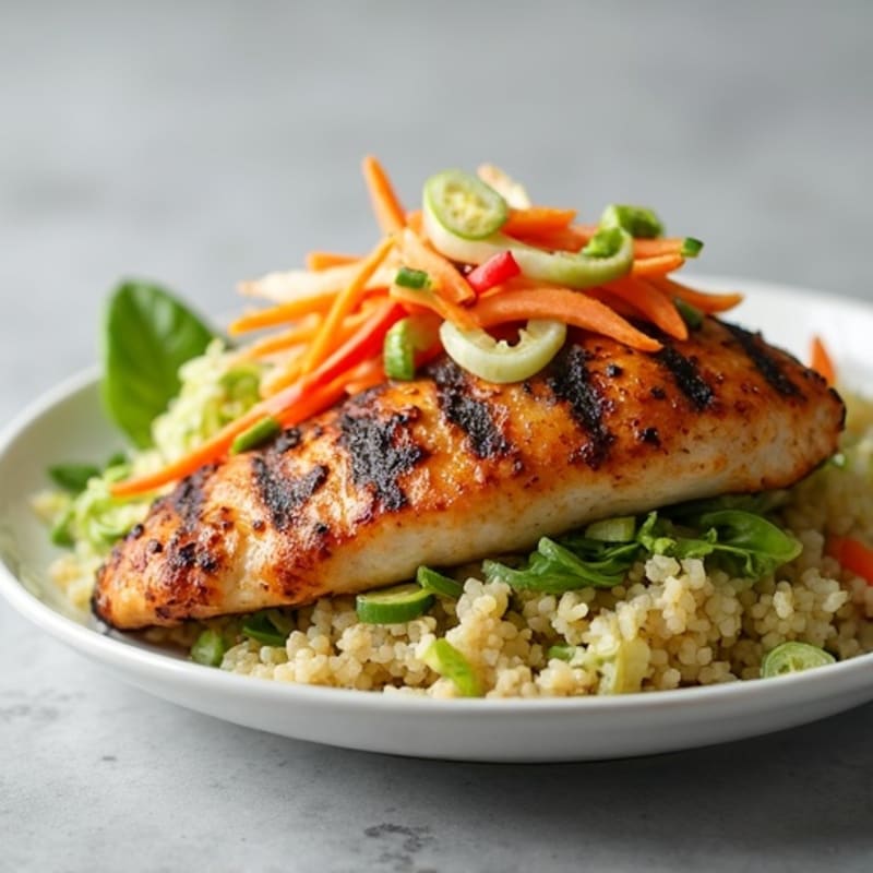 Grilled Chicken Breast with Crunchy Cabbage Slaw