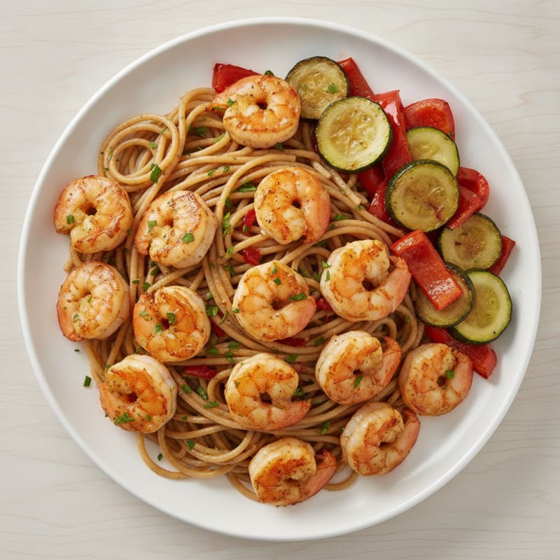 Garlic Shrimp Scampi with Roasted Vegetables