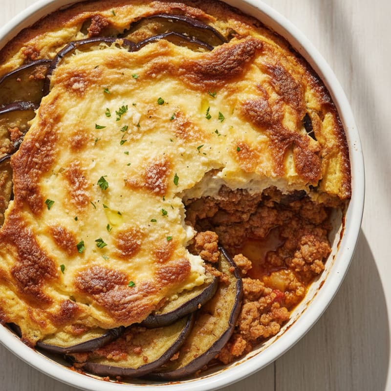 Baked Lamb Moussaka with Eggplant