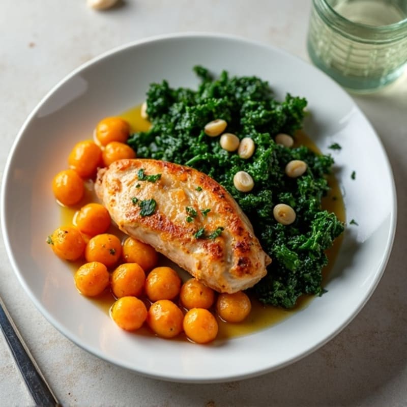 Sweet Potato Gnocchi with Roasted Chicken and Garlicky Greens