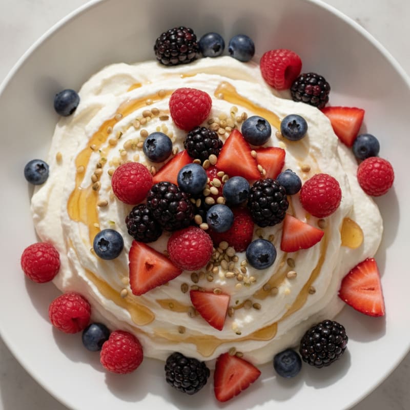 Greek Yogurt Protein Mousse with Mixed Berries