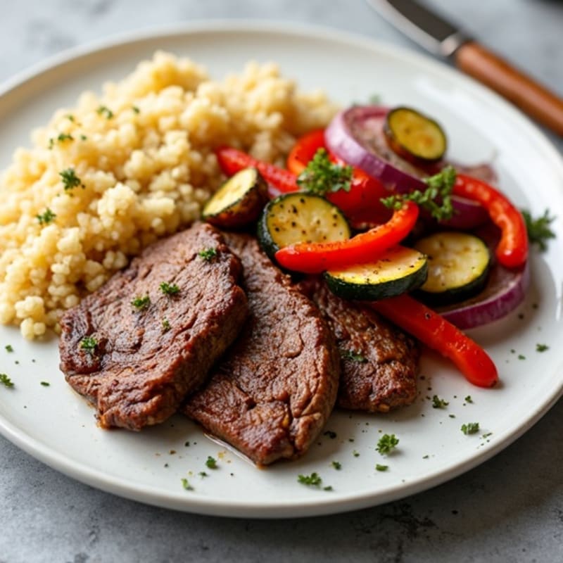 Sweet & Savory Marinated Beef with Crispy Roasted Vegetables
