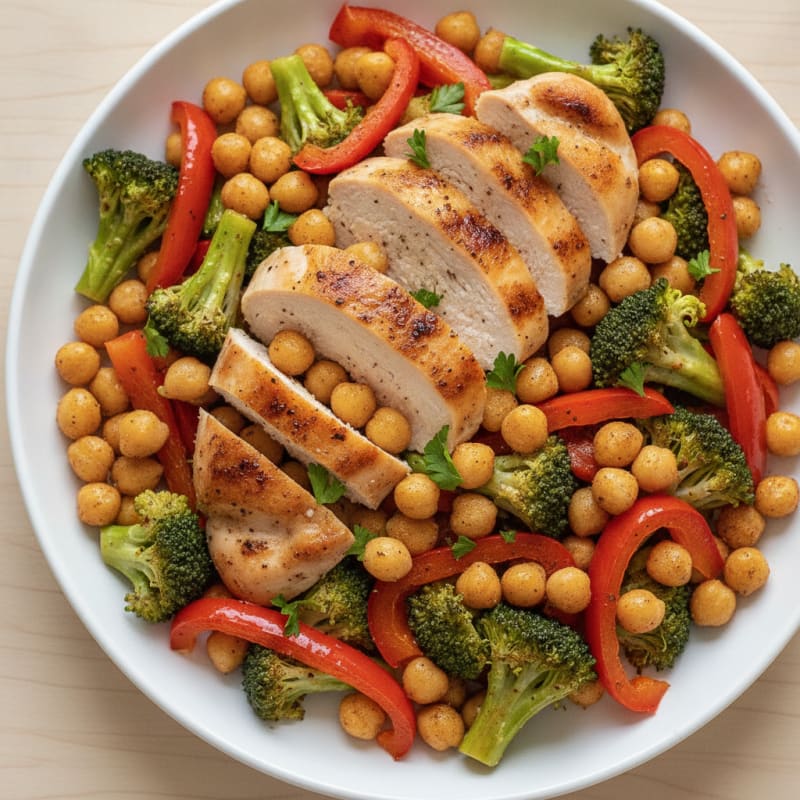 Roasted Chickpea and Chicken Vegetable Medley