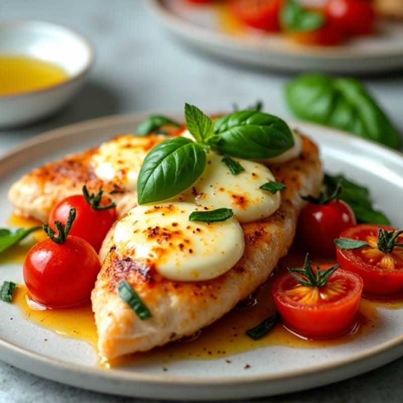 Sheet Pan Chicken with Roasted Tomatoes, Melty Mozzarella, and Fresh Basil