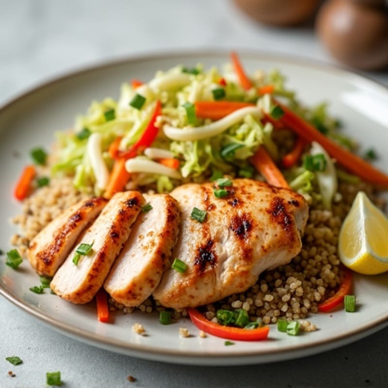 Grilled Chicken Breast with Crunchy Cabbage Slaw