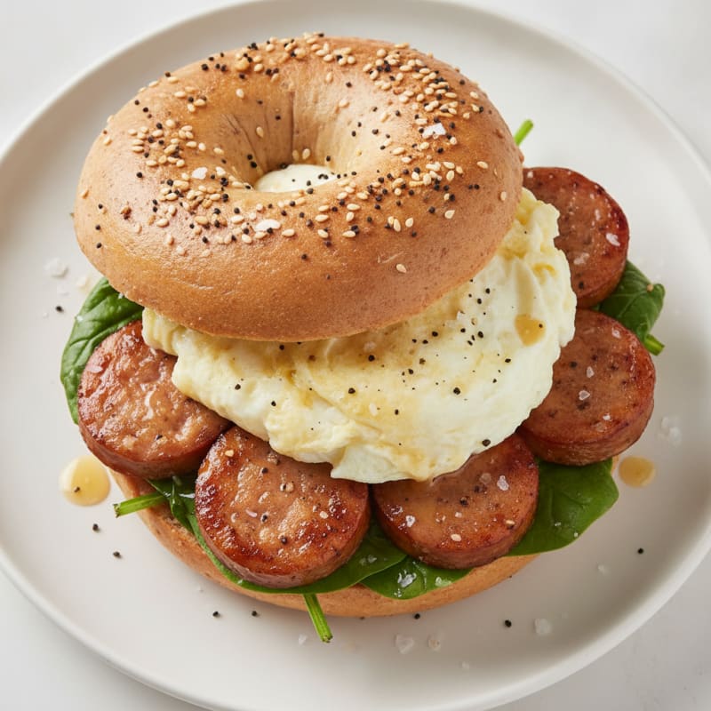 Chicken Sausage and Egg Bagel