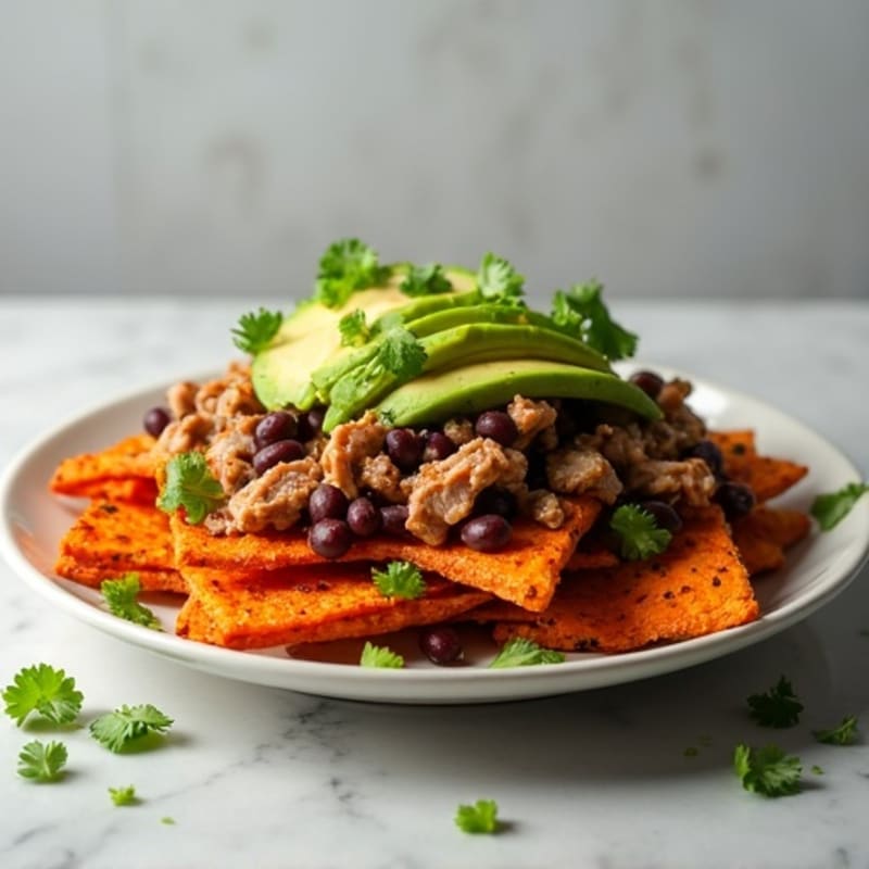 Crispy Sweet Potato Nachos with Pulled Pork