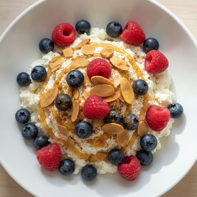 Cottage Cheese and Berry Protein Bowl with Almonds