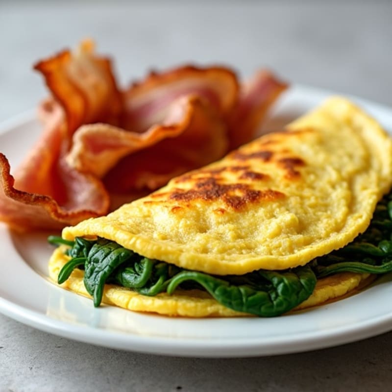 Egg White Spinach Omelette with Turkey Bacon
