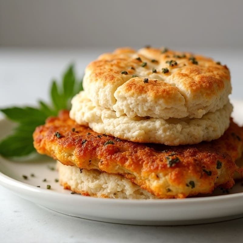 Crispy Baked Herb Chicken with Fluffy Whole Wheat Drop Biscuits