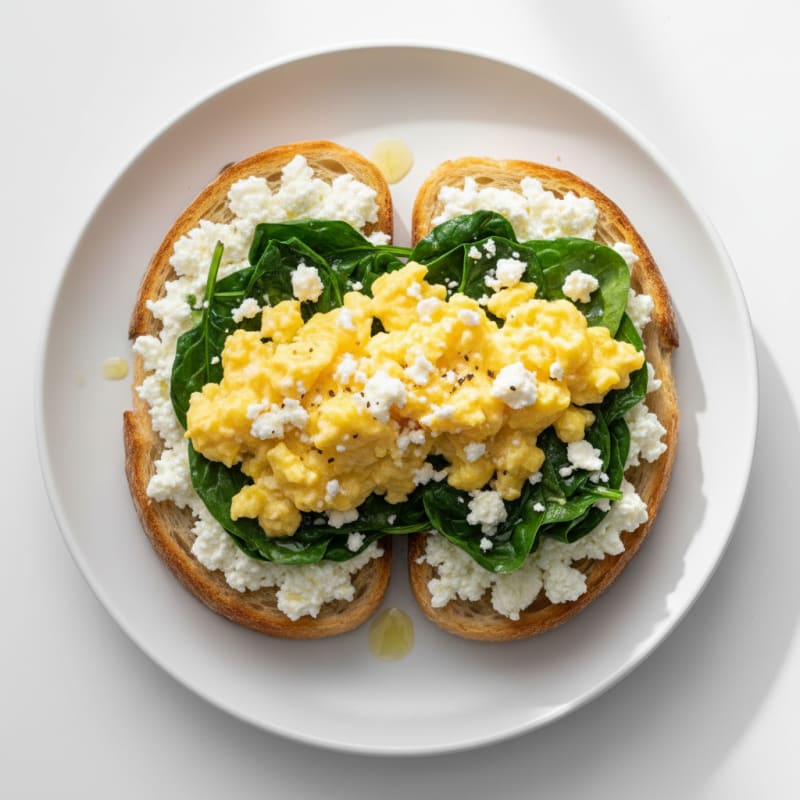 Egg and Spinach Sourdough Toast with Cottage Cheese