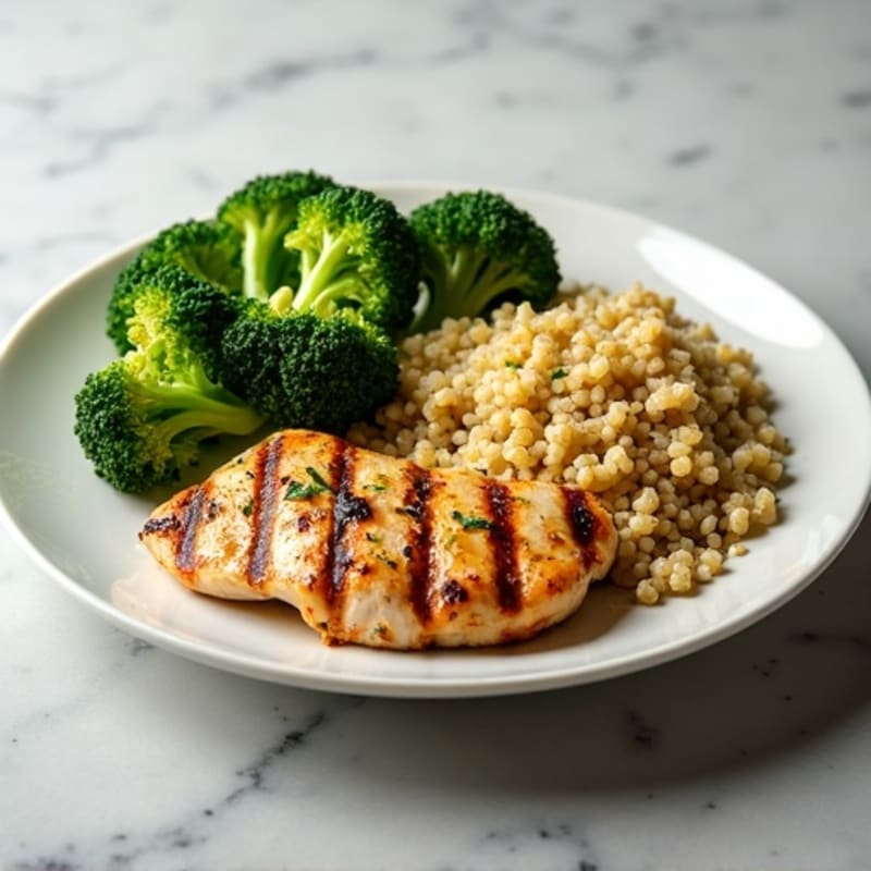 Grilled Chicken Breast with Quinoa and Steamed Broccoli