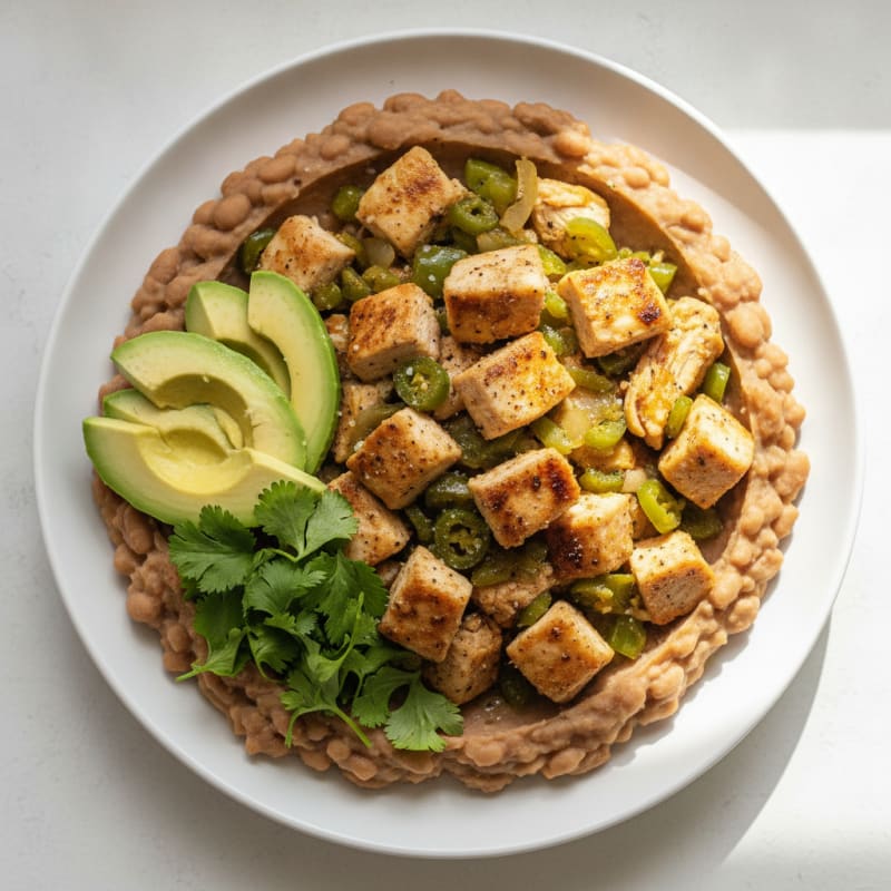 Refried Beans with Green Chile Chicken