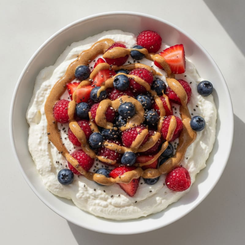Greek Yogurt Protein Mousse with Mixed Berries