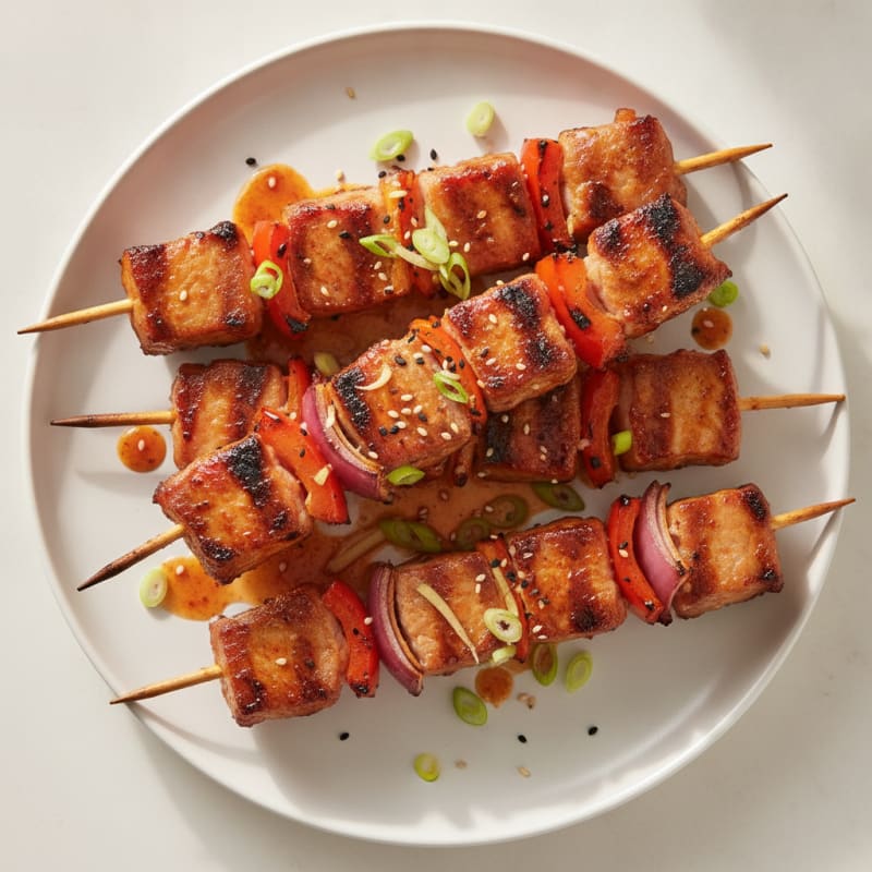 Spicy Gochujang Pork Belly Skewers
