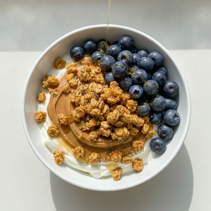 Creamy Greek Yogurt Parfait with Almond Butter and Protein Granola
