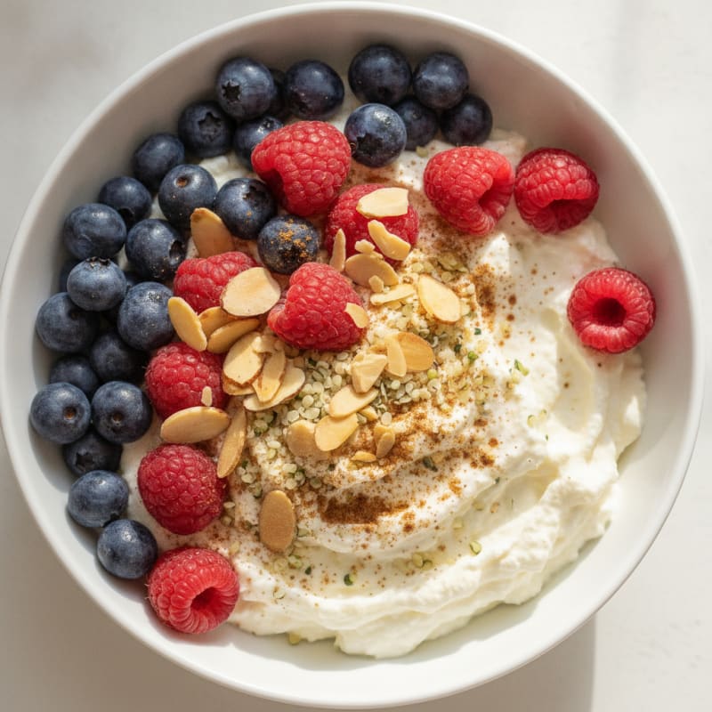 High-Protein Vanilla Berry Cottage Cheese Bowl