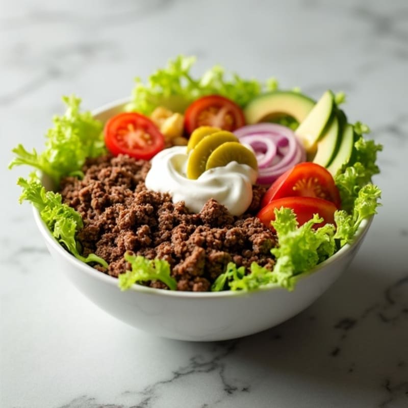 Healthy Lean Ground Beef Big Mac Bowl